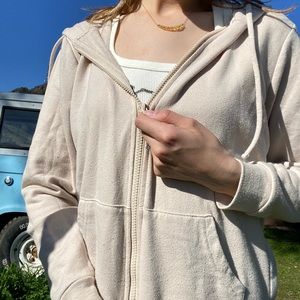 Full Tilt beige zip up hooded sweater
